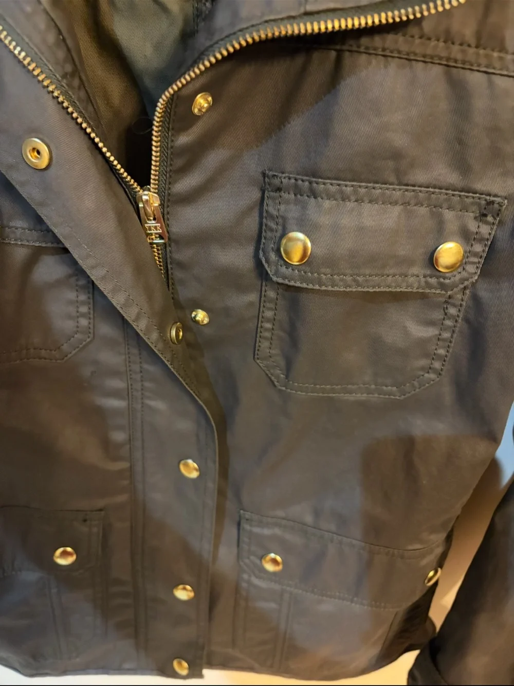 J. Crew Olive Green Utility Jacket with Brass Buttons